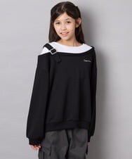 KJKJD02039 a.v.v KIDS(アー・ヴェ・ヴェ) [130-160]アシメショルダーベルトプルオーバー ブラック