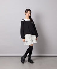 KJKJD02039 a.v.v KIDS(アー・ヴェ・ヴェ) [130-160]アシメショルダーベルトプルオーバー ブラック