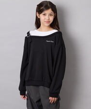 KJKJD02039 a.v.v KIDS(アー・ヴェ・ヴェ) [130-160]アシメショルダーベルトプルオーバー ブラック
