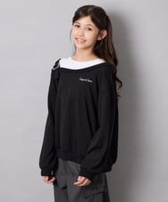 KJKJD02039 a.v.v KIDS(アー・ヴェ・ヴェ) [130-160]アシメショルダーベルトプルオーバー ブラック