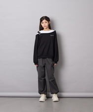 KJKJD02039 a.v.v KIDS(アー・ヴェ・ヴェ) [130-160]アシメショルダーベルトプルオーバー ブラック