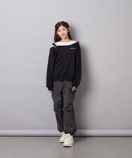 KJKJD02039 a.v.v KIDS(アー・ヴェ・ヴェ) [130-160]アシメショルダーベルトプルオーバー ブラック