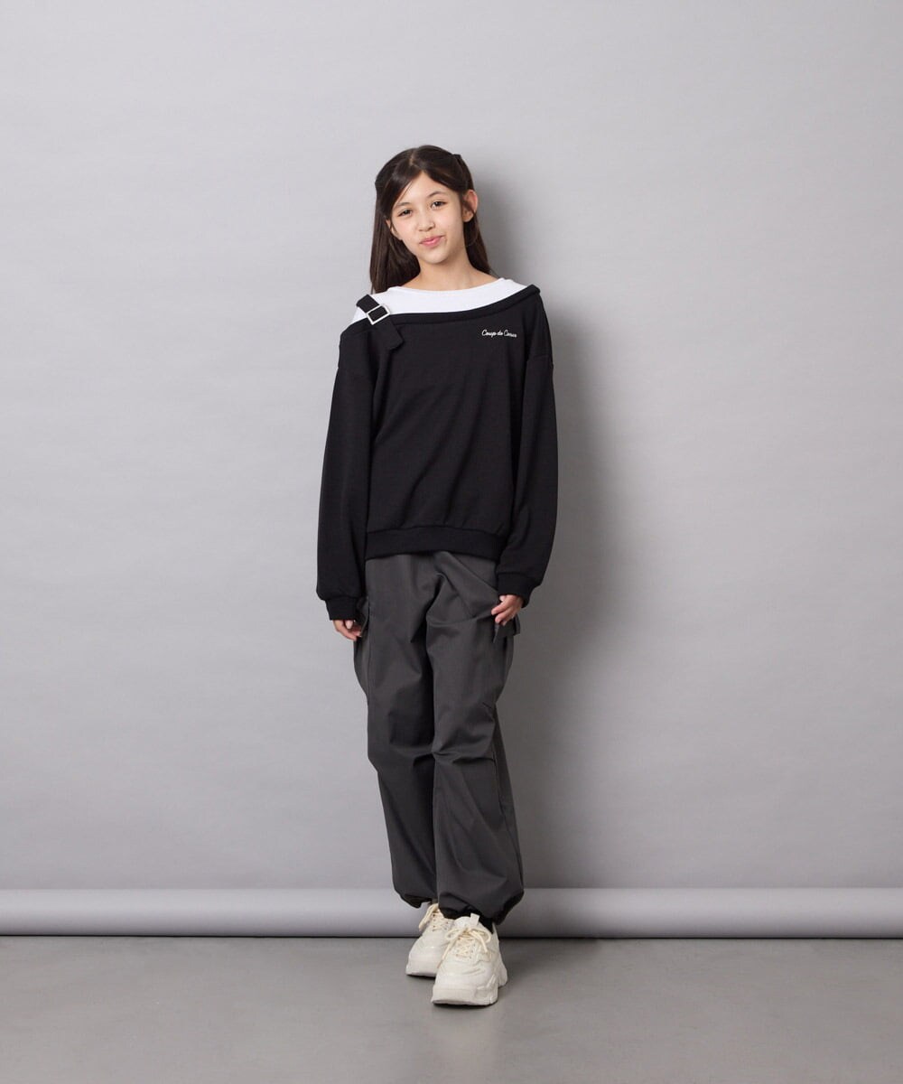 KJKJD02039 a.v.v KIDS(アー・ヴェ・ヴェ) [130-160]アシメショルダーベルトプルオーバー ブラック
