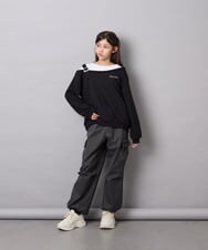 KJKJD02039 a.v.v KIDS(アー・ヴェ・ヴェ) [130-160]アシメショルダーベルトプルオーバー ブラック