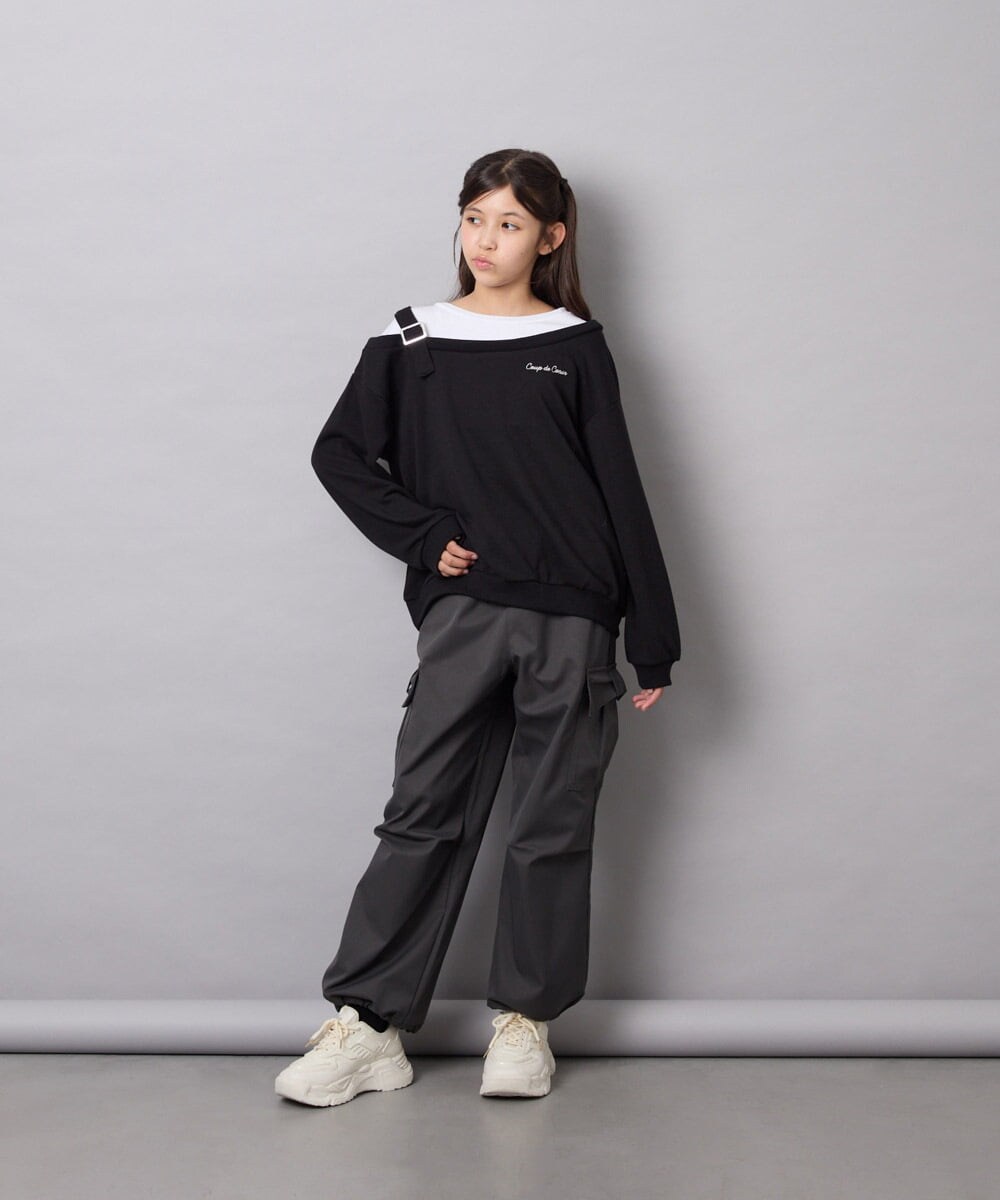 KJKJD02039 a.v.v KIDS(アー・ヴェ・ヴェ) [130-160]アシメショルダーベルトプルオーバー ブラック