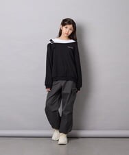 KJKJD02039 a.v.v KIDS(アー・ヴェ・ヴェ) [130-160]アシメショルダーベルトプルオーバー ブラック