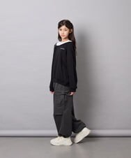 KJKJD02039 a.v.v KIDS(アー・ヴェ・ヴェ) [130-160]アシメショルダーベルトプルオーバー ブラック