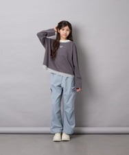 KJKJD03039 a.v.v KIDS(アー・ヴェ・ヴェ) [140-160]ボーダーレイヤード風ロングTシャツ ダークグレー