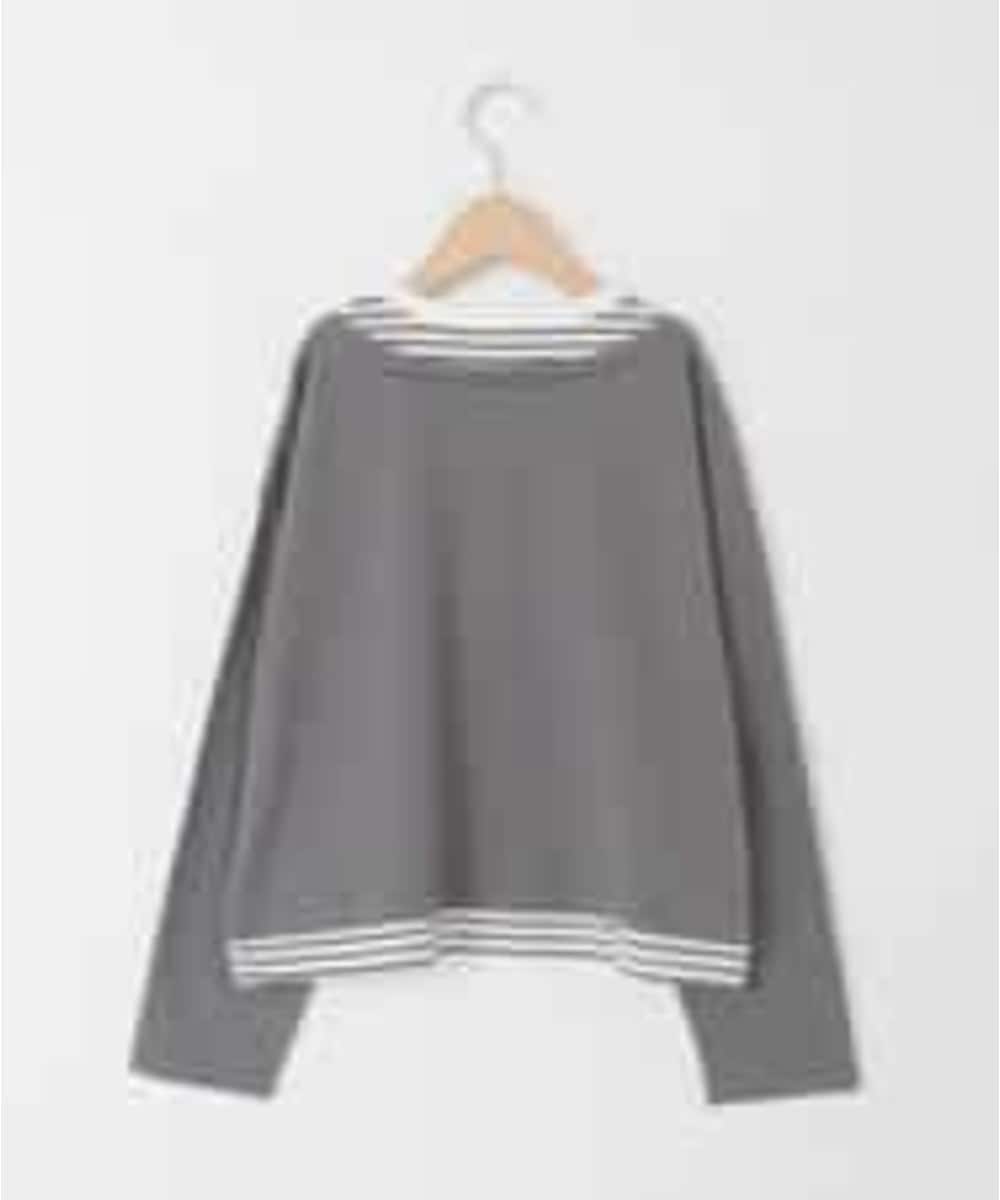 KJKJD03039 a.v.v KIDS(アー・ヴェ・ヴェ) [140-160]ボーダーレイヤード風ロングTシャツ ダークグレー
