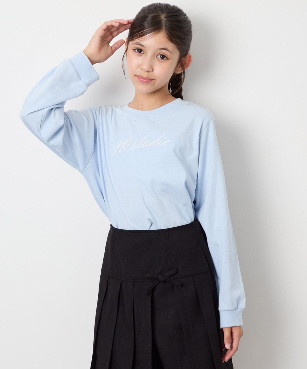 KJKJD04026 a.v.v KIDS(アー・ヴェ・ヴェ) [130-160]【毛玉になりにくい】ロゴロンT ライトブルー