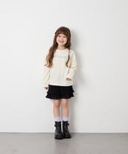 KJKJD04026 a.v.v KIDS(アー・ヴェ・ヴェ) [130-160]【毛玉になりにくい】ロゴロンT アイボリー