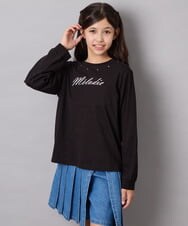 KJKJD04026 a.v.v KIDS(アー・ヴェ・ヴェ) [130-160]【毛玉になりにくい】ロゴロンT ブラック