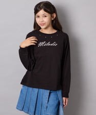 KJKJD04026 a.v.v KIDS(アー・ヴェ・ヴェ) [130-160]【毛玉になりにくい】ロゴロンT ブラック