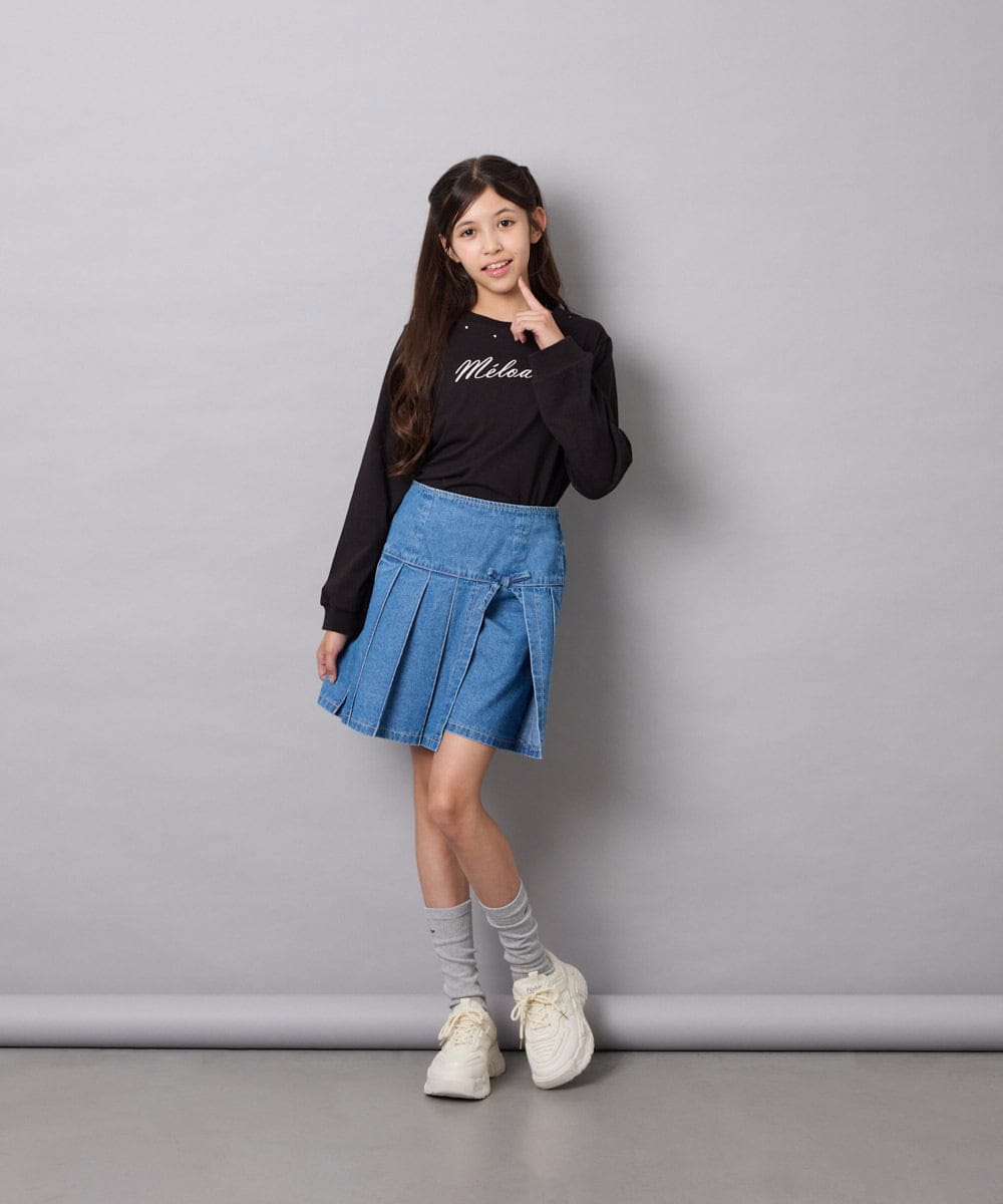 KJKJD04026 a.v.v KIDS(アー・ヴェ・ヴェ) [130-160]【毛玉になりにくい】ロゴロンT ブラック