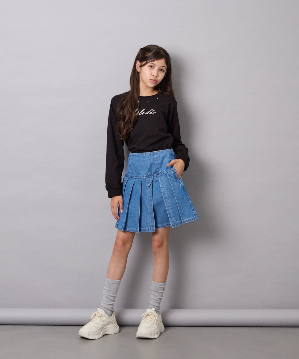 KJKJD04026 a.v.v KIDS(アー・ヴェ・ヴェ) [130-160]【毛玉になりにくい】ロゴロンT ブラック