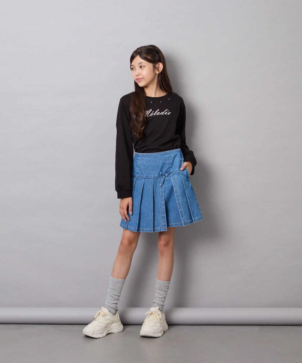 KJKJD04026 a.v.v KIDS(アー・ヴェ・ヴェ) [130-160]【毛玉になりにくい】ロゴロンT ブラック