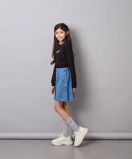 KJKJD04026 a.v.v KIDS(アー・ヴェ・ヴェ) [130-160]【毛玉になりにくい】ロゴロンT ブラック