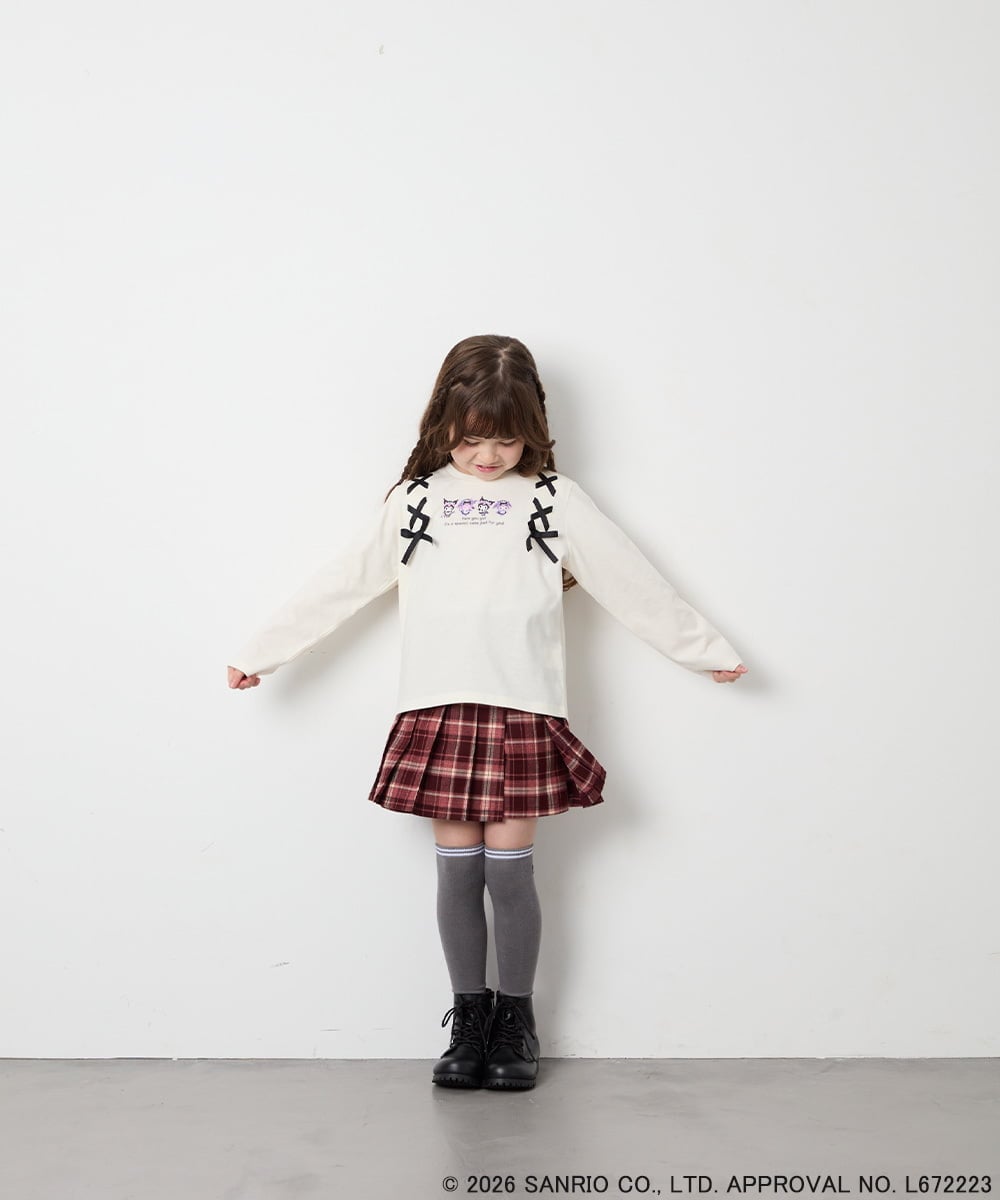 KJKJD05044 a.v.v KIDS(アー・ヴェ・ヴェ) [110-150]【サンリオ/数量限定】クロミレースアップTシャツ アイボリー