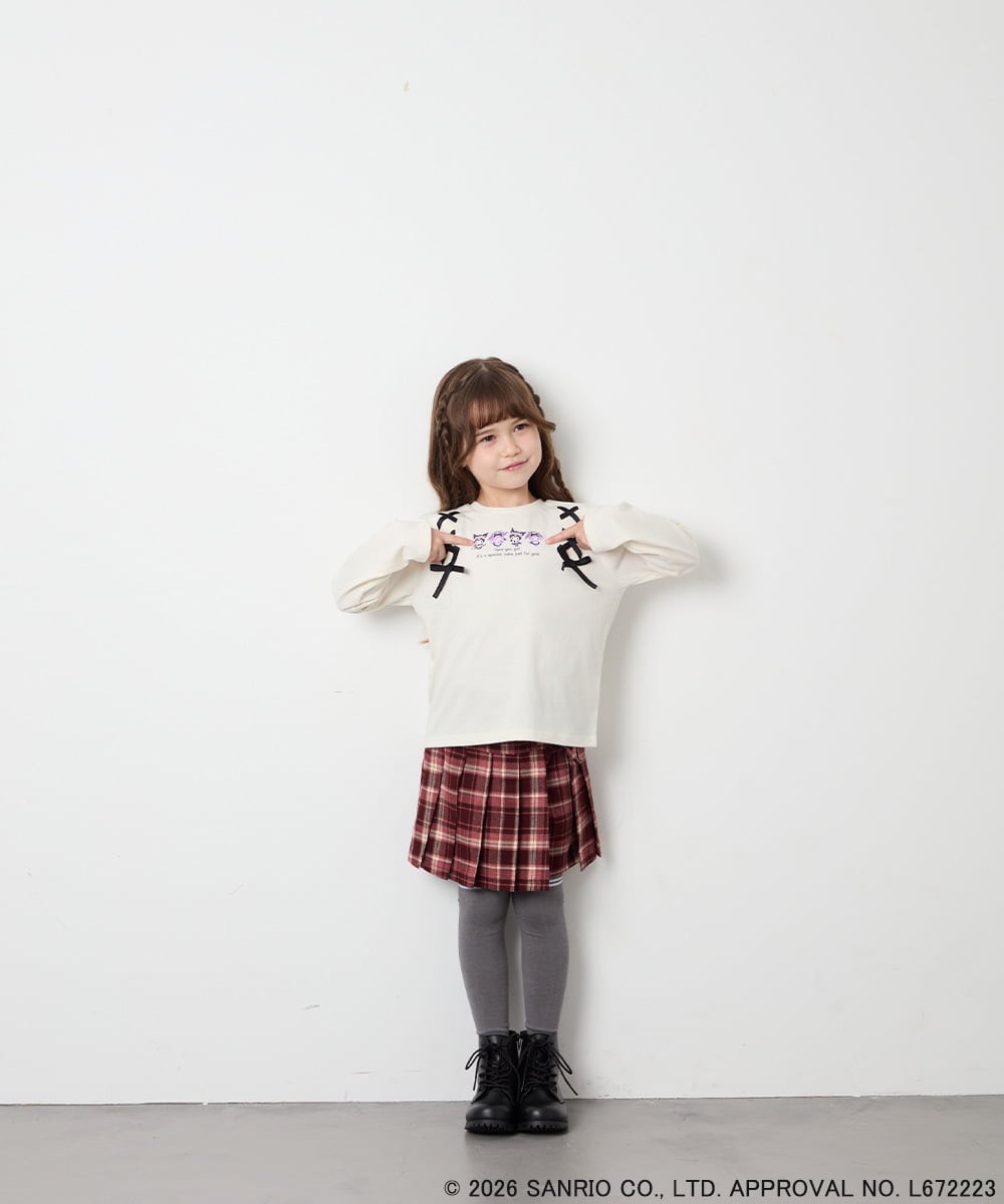 KJKJD05044 a.v.v KIDS(アー・ヴェ・ヴェ) [110-150]【サンリオ/数量限定】クロミレースアップTシャツ アイボリー