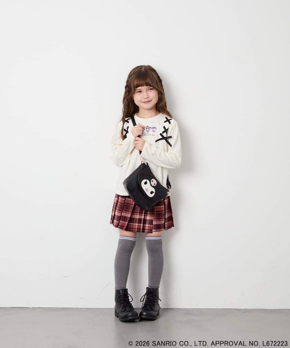 KJKJD05044 a.v.v KIDS(アー・ヴェ・ヴェ) [110-150]【サンリオ/数量限定】クロミレースアップTシャツ アイボリー