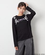 KJKJD05044 a.v.v KIDS(アー・ヴェ・ヴェ) [110-150]【サンリオ/数量限定】クロミレースアップTシャツ ブラック