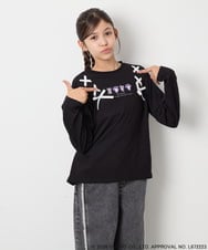 KJKJD05044 a.v.v KIDS(アー・ヴェ・ヴェ) [110-150]【サンリオ/数量限定】クロミレースアップTシャツ ブラック