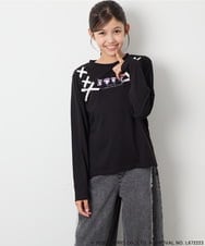 KJKJD05044 a.v.v KIDS(アー・ヴェ・ヴェ) [110-150]【サンリオ/数量限定】クロミレースアップTシャツ ブラック