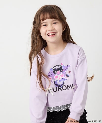 KJKJD06044 a.v.v KIDS [100-140]クロミ裾レースクロップドTシャツ