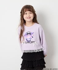 KJKJD06044 a.v.v KIDS(アー・ヴェ・ヴェ) [100-140]クロミ裾レースクロップドTシャツ ラベンダー