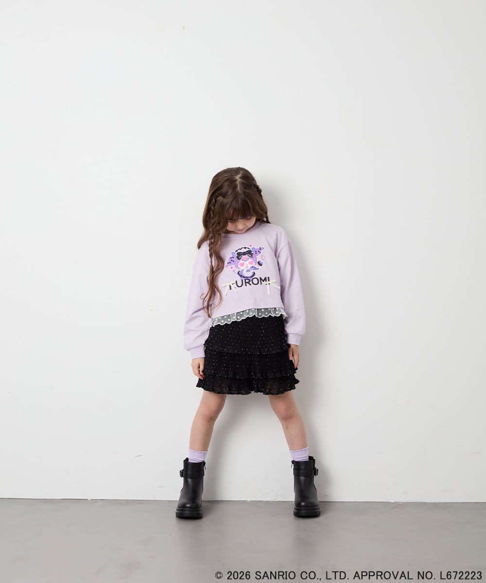 KJKJD06044 a.v.v KIDS(アー・ヴェ・ヴェ) [100-140]クロミ裾レースクロップドTシャツ ラベンダー