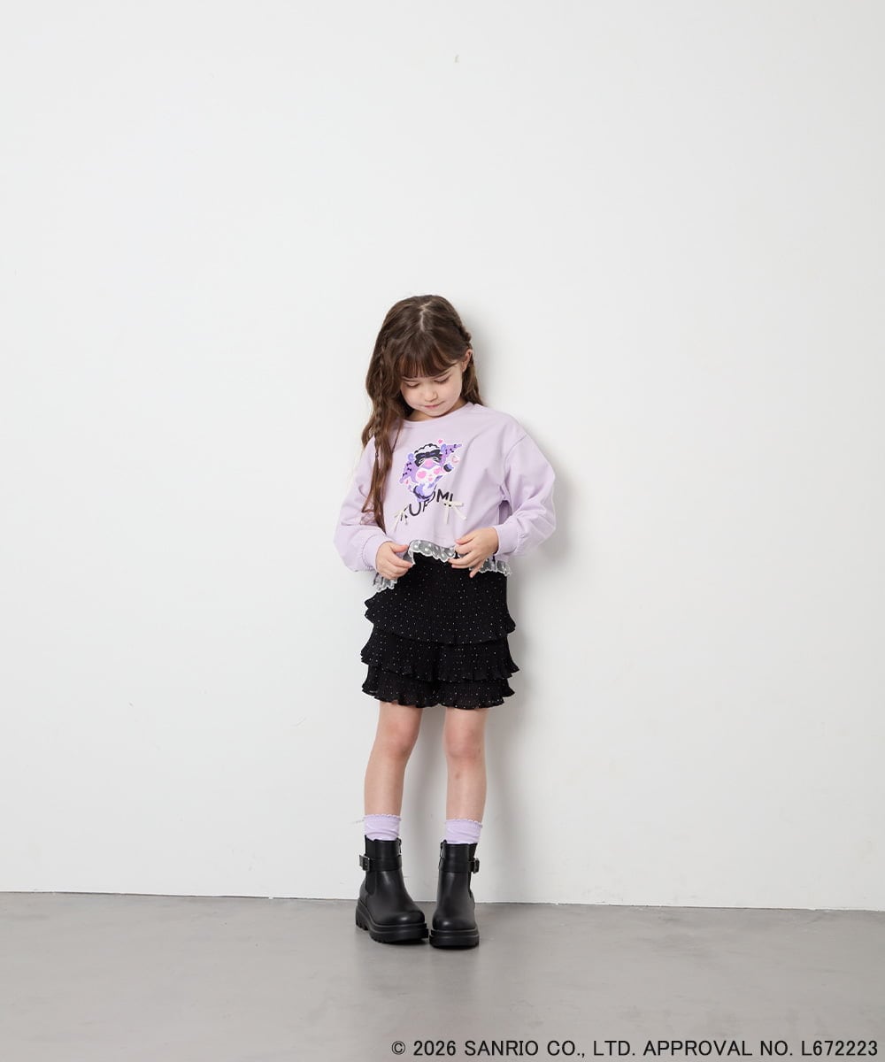 KJKJD06044 a.v.v KIDS(アー・ヴェ・ヴェ) [100-140]クロミ裾レースクロップドTシャツ ラベンダー
