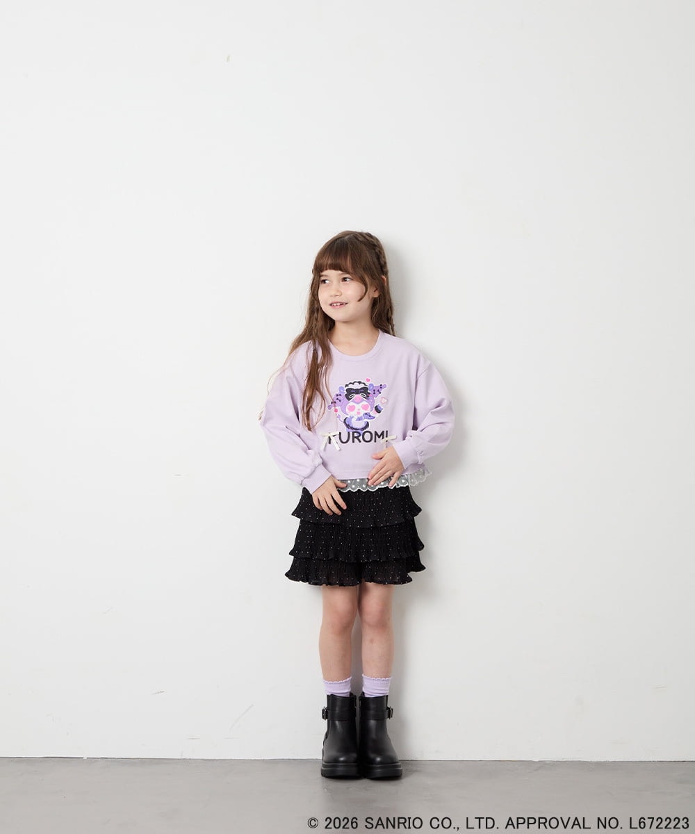 KJKJD06044 a.v.v KIDS(アー・ヴェ・ヴェ) [100-140]クロミ裾レースクロップドTシャツ ラベンダー