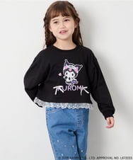 KJKJD06044 a.v.v KIDS(アー・ヴェ・ヴェ) [100-140]クロミ裾レースクロップドTシャツ ブラック
