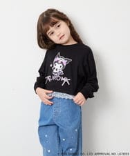 KJKJD06044 a.v.v KIDS(アー・ヴェ・ヴェ) [100-140]クロミ裾レースクロップドTシャツ ブラック