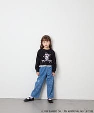KJKJD06044 a.v.v KIDS(アー・ヴェ・ヴェ) [100-140]クロミ裾レースクロップドTシャツ ブラック