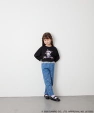 KJKJD06044 a.v.v KIDS(アー・ヴェ・ヴェ) [100-140]クロミ裾レースクロップドTシャツ ブラック
