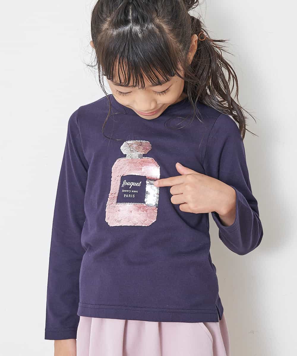 KJKJJ06019 a.v.v KIDS(アー・ヴェ・ヴェ) [100-130]【洗える】トゥインクルスパンコール長そでＴシャツ[WEB限定サイズ] ラベンダー