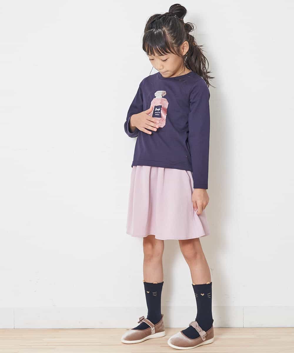 KJKJJ06019 a.v.v KIDS(アー・ヴェ・ヴェ) [100-130]【洗える】トゥインクルスパンコール長そでＴシャツ[WEB限定サイズ] ラベンダー