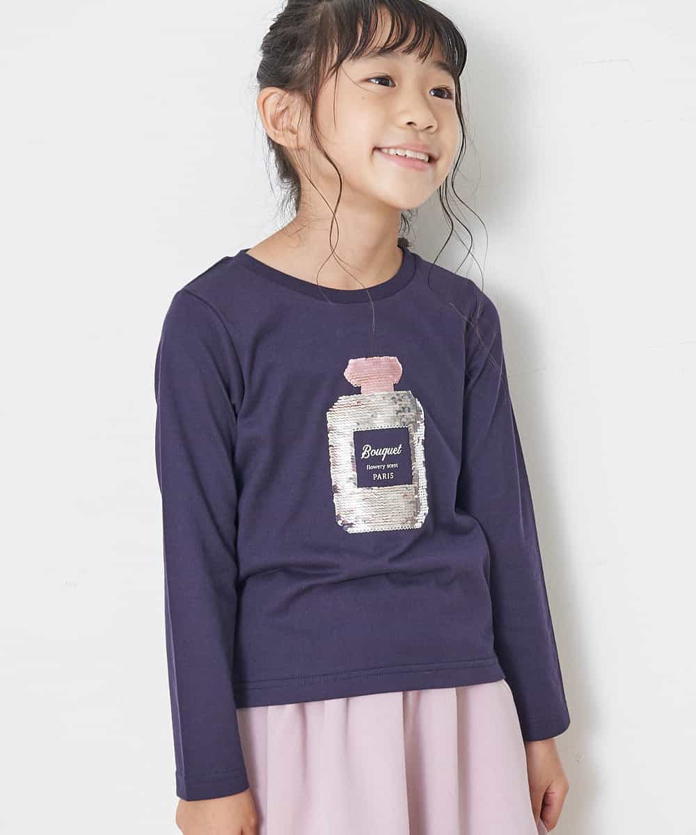 KJKJJ06019 a.v.v KIDS(アー・ヴェ・ヴェ) [100-130]【洗える】トゥインクルスパンコール長そでＴシャツ[WEB限定サイズ] ラベンダー