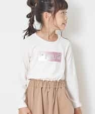 KJKJJ06019 a.v.v KIDS(アー・ヴェ・ヴェ) [100-130]【洗える】トゥインクルスパンコール長そでＴシャツ[WEB限定サイズ] ホワイト