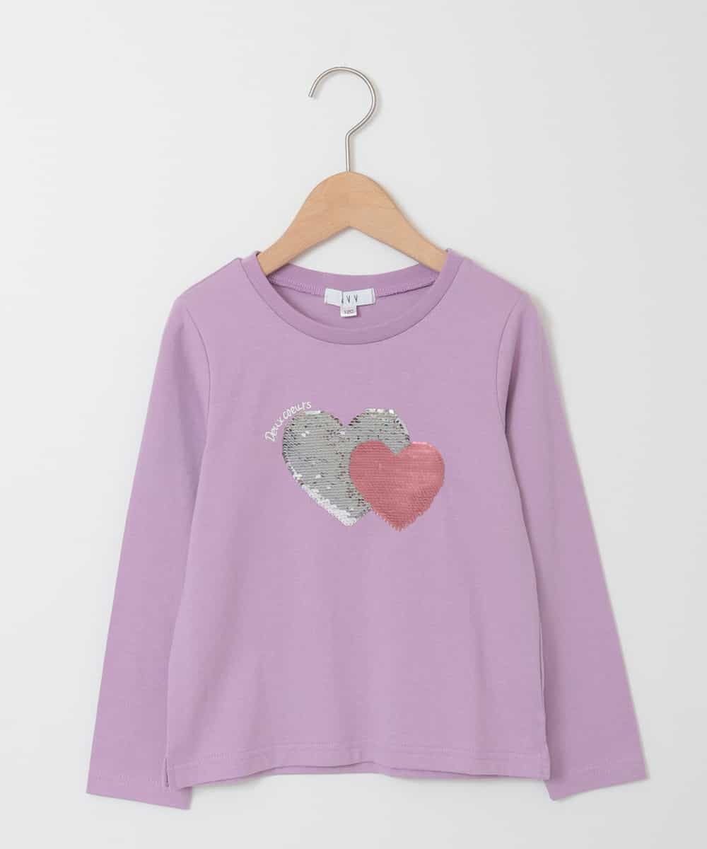 KJKJJ06019 a.v.v KIDS(アー・ヴェ・ヴェ) [100-130]【洗える】トゥインクルスパンコール長そでＴシャツ[WEB限定サイズ] ラベンダー