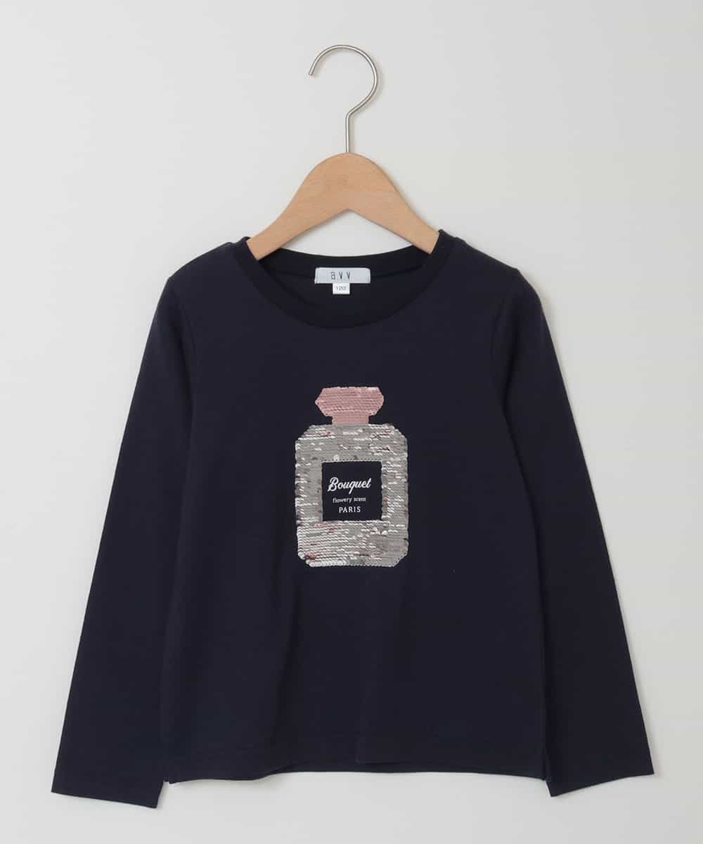KJKJJ06019 a.v.v KIDS(アー・ヴェ・ヴェ) [100-130]【洗える】トゥインクルスパンコール長そでＴシャツ[WEB限定サイズ] ラベンダー