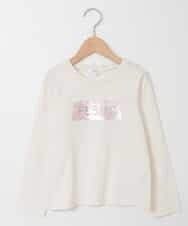 KJKJJ06019 a.v.v KIDS(アー・ヴェ・ヴェ) [100-130]【洗える】トゥインクルスパンコール長そでＴシャツ[WEB限定サイズ] ホワイト