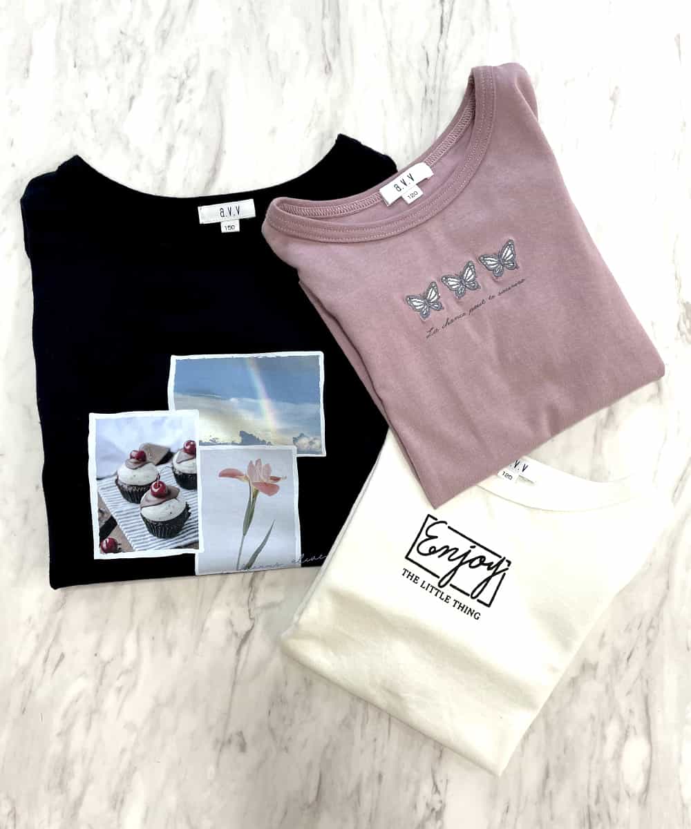 KJKJM20019 a.v.v KIDS(アー・ヴェ・ヴェ) [100-130]【毛玉になりにくい】アソートプリントTシャツ ラベンダー