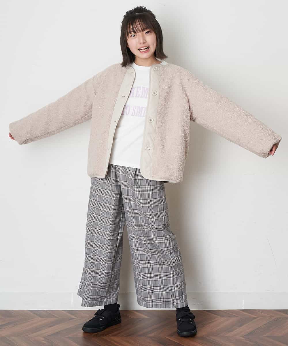 KJKJM24024 a.v.v KIDS(アー・ヴェ・ヴェ) [100-130]【毛玉になりにくい】カレッジロゴ 異素材ロンT ダークグレー