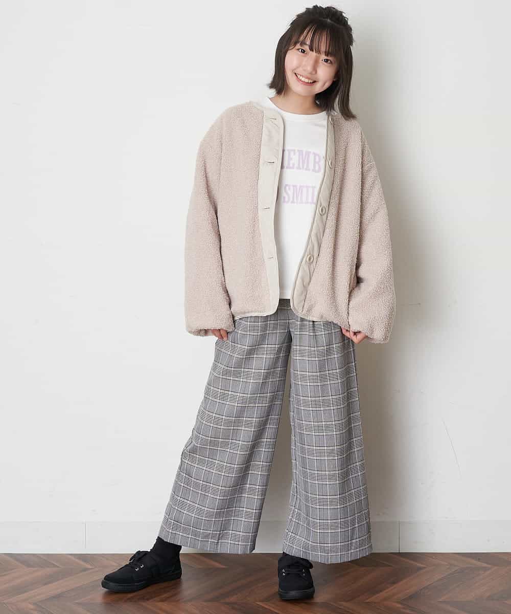 KJKJM24024 a.v.v KIDS(アー・ヴェ・ヴェ) [100-130]【毛玉になりにくい】カレッジロゴ 異素材ロンT ダークグレー