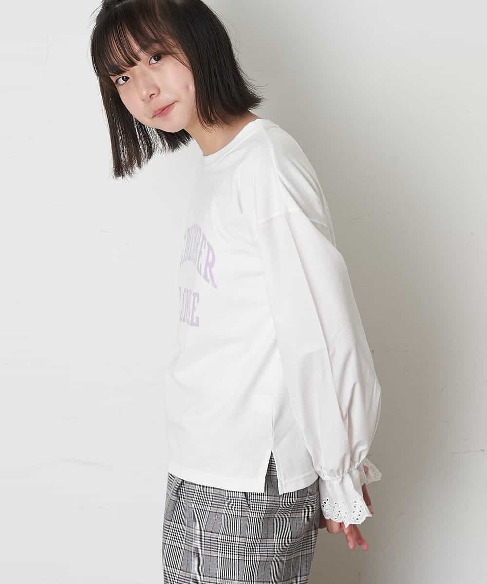 KJKJM24024 a.v.v KIDS(アー・ヴェ・ヴェ) [100-130]【毛玉になりにくい】カレッジロゴ 異素材ロンT ダークグレー
