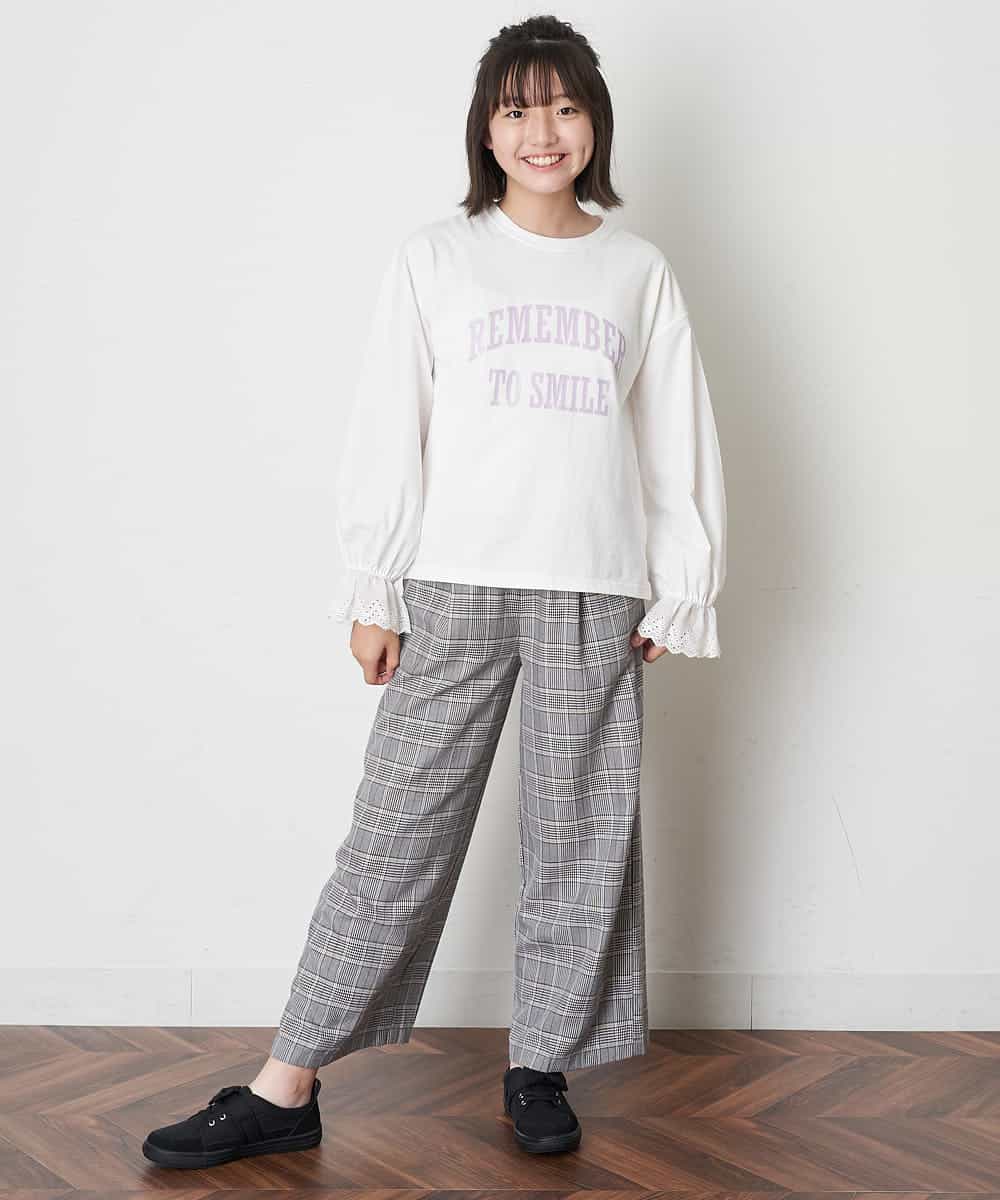 KJKJM24024 a.v.v KIDS(アー・ヴェ・ヴェ) [100-130]【毛玉になりにくい】カレッジロゴ 異素材ロンT ダークグレー