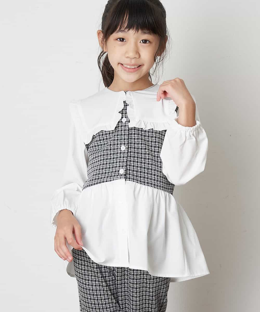 KJKJM36034 a.v.v KIDS(アー・ヴェ・ヴェ) [100-130]ビックカラーマエアキドッキングカットソー ブラック
