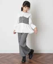 KJKJM36034 a.v.v KIDS(アー・ヴェ・ヴェ) [100-130]ビックカラーマエアキドッキングカットソー ブラック
